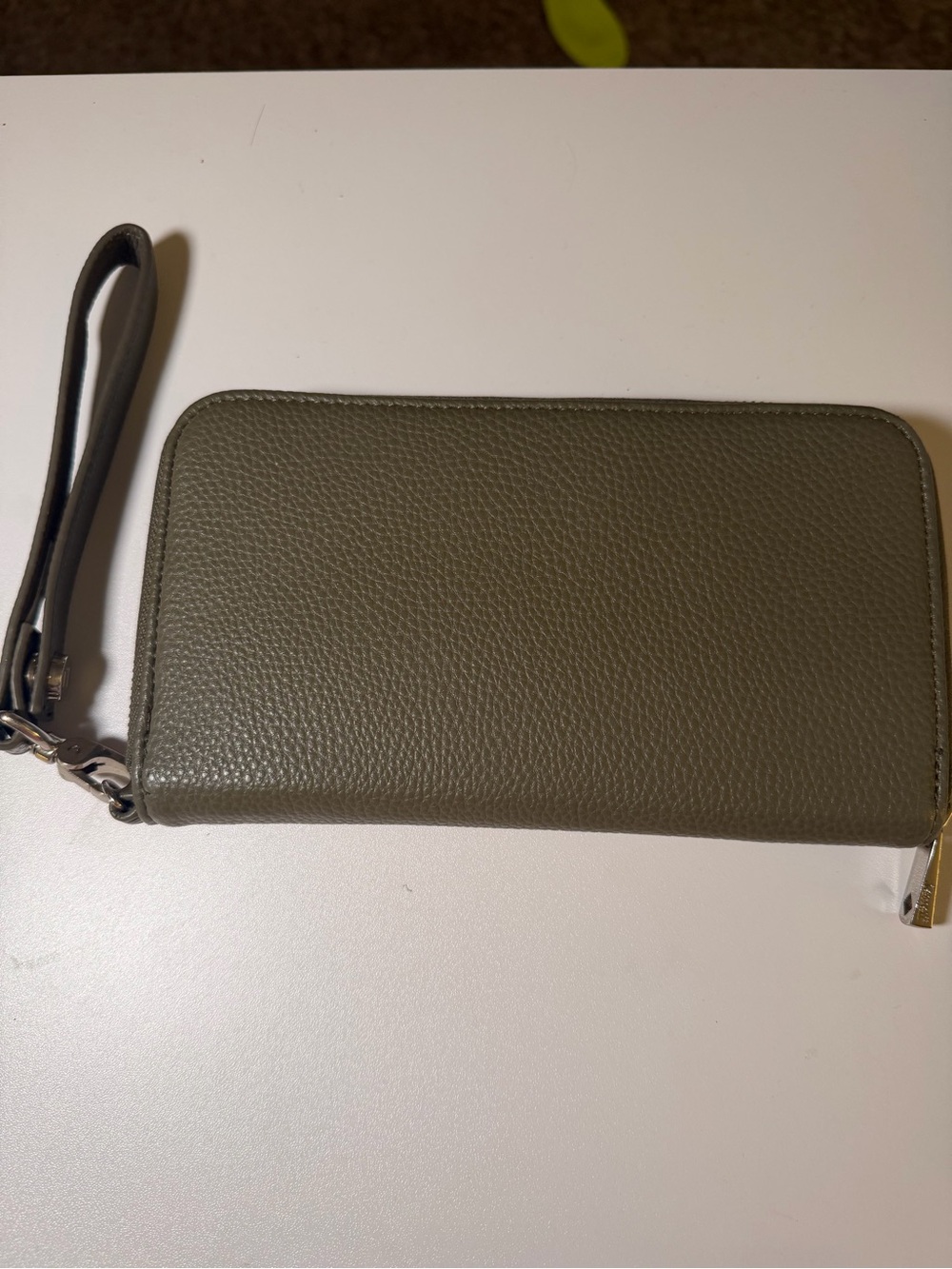 Olive Green Leather Wristlet Wallet - Thirty- One